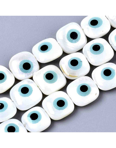 Concha de mar. Cuadrado+Ojo Turco. 10x4 milímetros. 0,8 mm perforación. 2 unidades.