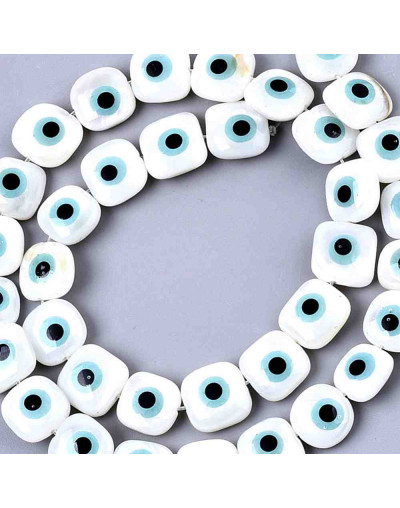 Concha de mar. Cuadrado+Ojo Turco. 10x4 milímetros. 0,8 mm perforación. 2 unidades.