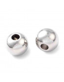 Esfera. Acero inoxidable. Color plateado. 3x2 milímetros. 1,5 mm perforación. 50 unidades.