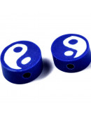 Yin-Yang. Color Blanco+Azul. 9~10x4~7 milímetros. 2 mm perforación. 10 unidades.