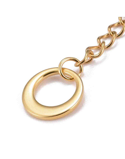 Extensión para cadena. Anillo. Acero inoxidable. Color dorado. 60 milímetros. 2 unidades.