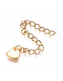 Extensión para cadena. Corazón. Acero inoxidable. Color dorado. 60 milímetros. 2 unidades.