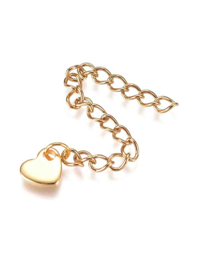 Extensión para cadena. Corazón. Acero inoxidable. Color dorado. 60 milímetros. 2 unidades.