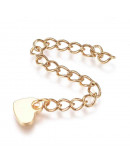 Extensión para cadena. Corazón. Acero inoxidable. Color dorado. 60 milímetros. 2 unidades.