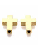 Cruz (2). Acero inoxidable. Color dorado. 14x10x3 milímetros. 2 mm perforación. 1 unidad.