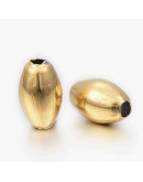 Barril. Acero inoxidable. Color dorado. 9x6 milímetros. 2 mm perforación. 10 unidades.