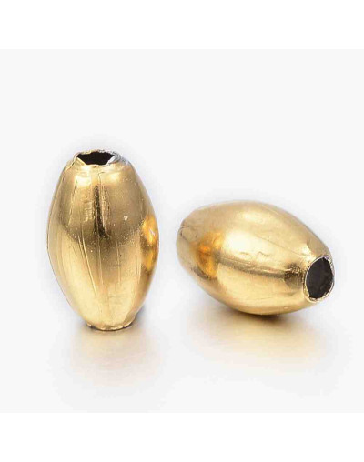 Barril. Acero inoxidable. Color dorado. 9x6 milímetros. 2 mm perforación. 10 unidades.