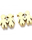 Niña y niño. Acero inoxidable. Color dorado. 12x12,5x3 milímetros. 1,8 mm perforación. 1 unidad. Niña y niño. Acero inoxidable. Color dorado. 12x12,5x3 milímetros. 1,8 mm perforación. 1 unidad.