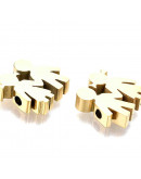 Niña y niño. Acero inoxidable. Color dorado. 12x12,5x3 milímetros. 1,8 mm perforación. 1 unidad. Niña y niño. Acero inoxidable. Color dorado. 12x12,5x3 milímetros. 1,8 mm perforación. 1 unidad.