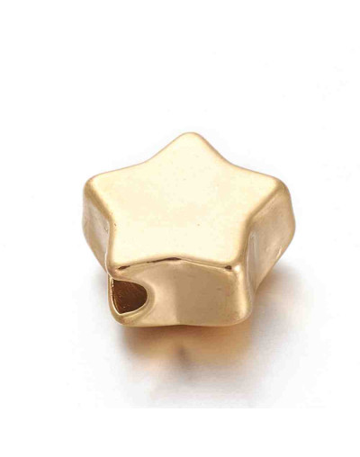 Estrella (2). Acero inoxidable. Color dorado. 11,5x11,5x5,8 mm. 3 mm perforación. 1 unidad.