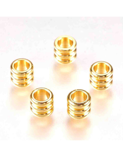Columna. Acero inoxidable. Color dorado. 5x4 milímetros. 3 mm perforación. 10 unidades.