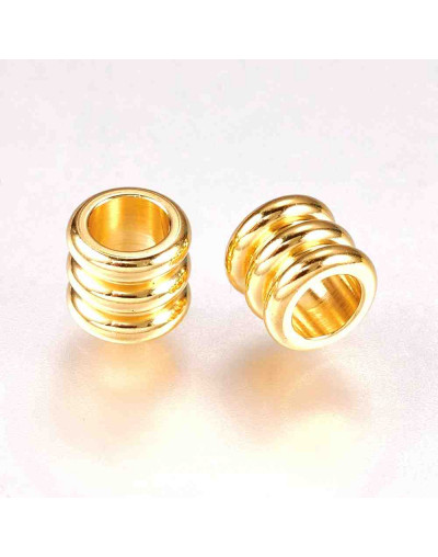 Columna. Acero inoxidable. Color dorado. 5x4 milímetros. 3 mm perforación. 10 unidades.