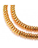 Hematite sintético. Rondelle. Dorado. 6x3 milímetros. 1 mm perforación. 125 uds hilo aprox. Hematite sintético. Rondelle. Dorado. 6x3 milímetros. 1 mm perforación. 125 uds hilo aprox.