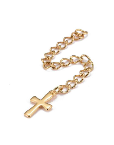 Extensión para cadena. Cruz. Acero inoxidable. Color dorado. 60 milímetros. 2 unidades.