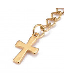 Extensión para cadena. Cruz. Acero inoxidable. Color dorado. 60 milímetros. 2 unidades.