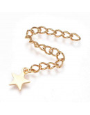 Extensión para cadena. Estrella. Acero inoxidable. Color dorado. 60 milímetros. 2 unidades.