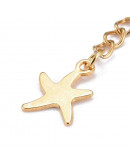 Extensión para cadena. Estrella de mar. Acero inoxidable. Color dorado. 60 milímetros. 2 unidades.