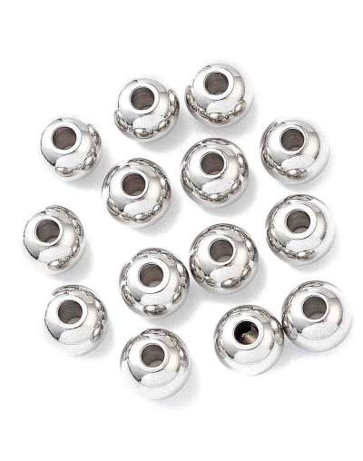 Esfera. Acero inoxidable. Color plateado. 5x4 milímetros. 2,5 mm perforación. 35 unidades.