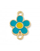 Flores. Aleación de cobre y esmalte. 18,5x12,5x1,5 mm. 1,8 mm perforación. 4 unidades.