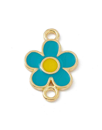 Flores. Aleación de cobre y esmalte. 18,5x12,5x1,5 mm. 1,8 mm perforación. 4 unidades.