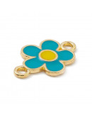 Flores. Aleación de cobre y esmalte. 18,5x12,5x1,5 mm. 1,8 mm perforación. 4 unidades.