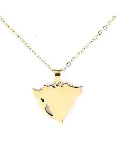 Mapa Nicaragua Lagos. Acero Inoxidable. Color dorado. 22x22x1,2 mm. Cadena 45+5 cm