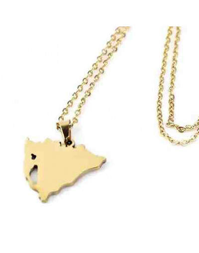 Mapa Nicaragua Lagos. Acero Inoxidable. Color dorado. 22x22x1,2 mm. Cadena 45+5 cm