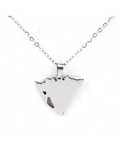 Mapa Nicaragua Lagos. Acero Inoxidable. Color plateado. 22x22x1,2 mm. Cadena 45+5 cm