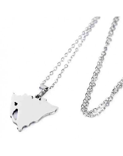 Mapa Nicaragua Lagos. Acero Inoxidable. Color plateado. 22x22x1,2 mm. Cadena 45+5 cm