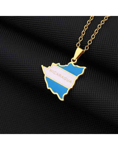 Mapa Nicaragua. Aleación+Esmalte. Baño 18k Gold. 22x20x2,5 mm. 2x3 mm cierre. 1 unidad.