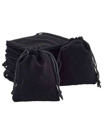 Bolsa de regalo. Terciopelo. Color negro. Cierre con cordón. 90x70 milímetros. 4 unidades. Bolsa de regalo. Terciopelo. Color negro. Cierre con cordón. 90x70 milímetros. 4 unidades.