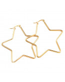 Aretes de estrella. Acero inoxidable. Color dorado. 54x53 milímetros. 2 mm grosor. 1 par. Aretes de estrella. Acero inoxidable. Color dorado. 54x53 milímetros. 2 mm grosor. 1 par.