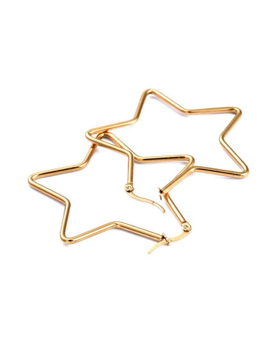 Aretes de estrella. Acero inoxidable. Color dorado. 54x53 milímetros. 2 mm grosor. 1 par.