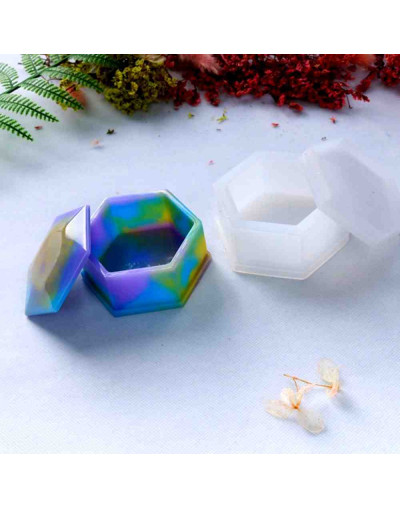 Moldes de silicona. Para resina. Caja hexagonal. 80x90x37 milímetros. 1 set.