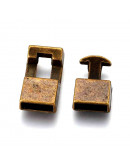 Cierre Snap Lock. Bronce. Color bronce antiguo. 22x12x6 milímetros. 3x10 mm perforación. 2 sets.