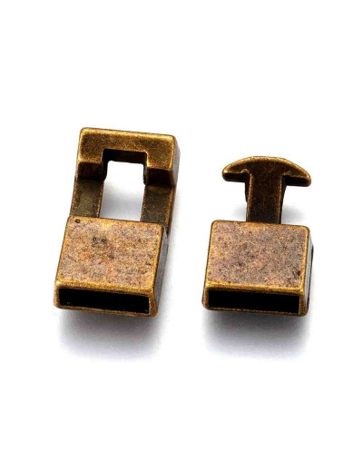 Cierre Snap Lock. Bronce. Color bronce antiguo. 22x12x6 milímetros. 3x10 mm perforación. 2 sets.