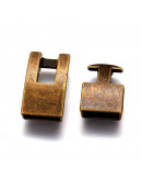 Cierre Snap Lock. Bronce. Color bronce antiguo. 22x12x6 milímetros. 3x10 mm perforación. 2 sets.