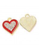 Corazones. Aleación+Rhinestone+Esmalte. Mix Color Dorado. 15x13x2 mm. 1,8 mm perforación. 4 uds. Corazones. Aleación+Rhinestone+Esmalte. Mix Color Dorado. 15x13x2 mm. 1,8 mm perforación. 4 uds.