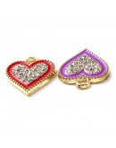 Corazones. Aleación+Rhinestone+Esmalte. Mix Color Dorado. 15x13x2 mm. 1,8 mm perforación. 4 uds. Corazones. Aleación+Rhinestone+Esmalte. Mix Color Dorado. 15x13x2 mm. 1,8 mm perforación. 4 uds.