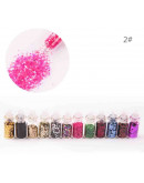 Glitter. Decoración para resina. Set de 48 colores y formas diferentes. 1 set.