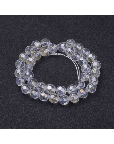 Esfera faceteada. 06 milímetros diámetro. Cristal. 1 mm perforación. 80 unidades hilo (aproximado).