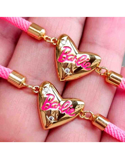 Corazón+Barbie. Aleacion+Zirconia. Baño 18K Gold. 14x14 milímetros. 1,2 mm perforación. 1 unidad.