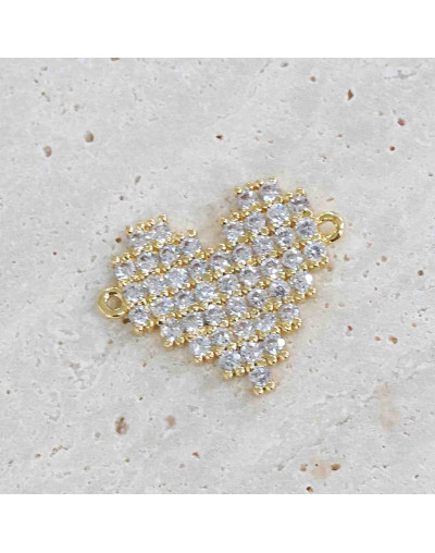 Corazón. Aleación+Zirconia. Baño 18KGold. 11x11 milímetros. 2 mm perforación. 1 unidad.