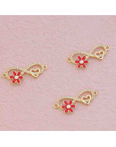 Infinito+corazón+flor. Aleación+Zirconia+Esmalte. Baño 18KGold. 22x12x2 mm. 1,2 mm perforación. 1 ud Infinito+corazón+flor. Aleación+Zirconia+Esmalte. Baño 18KGold. 22x12x2 mm. 1,2 mm perforación. 1 ud