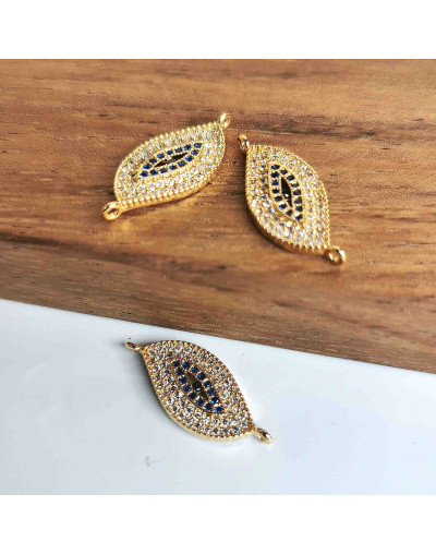 Ovalo (2). Aleación+Zirconia. Baño 18KGold. 18x10x2 milímetros. 1,5 mm perforación. 1 unidad.