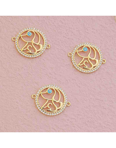 Perro. Aleación+Zirconia. Baño 18KGold. 20x2 milímetros. 1,5 mm perforación. 1 unidad.