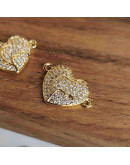 Corazón. Aleación+Zirconia. Baño 18KGold. 15x14x2 milímetros. 1,5 mm perforación. 1 unidad. Corazón. Aleación+Zirconia. Baño 18KGold. 15x14x2 milímetros. 1,5 mm perforación. 1 unidad.