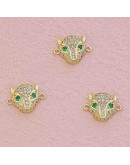 Leopardo. Aleación+Zirconia. Baño 18KGold. 13x18 milímetros. 1,2 mm perforación. 1 unidad. Leopardo. Aleación+Zirconia. Baño 18KGold. 13x18 milímetros. 1,2 mm perforación. 1 unidad.