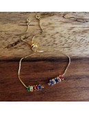 Cadena regulable para pulsera. Bañado (18kGold). Zirconia Mix. 120 mm. 1,5 mm perforación. 1 ud.