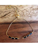 Cadena regulable para pulsera. Bañado (18kGold). Zirconia Black. 120 mm. 1,5 mm perforación. 1 ud.